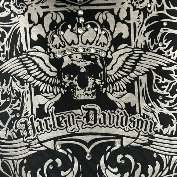 Harley-Davidson Black Women's Zip-Up Hoodie with Heart Zip Pull - Picture 9 of 9